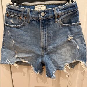 Abercrombie & Fitch Distressed Blue Jean Shorts